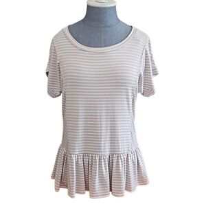ALYA Women's Beige Striped Peplum Top Size X-Small